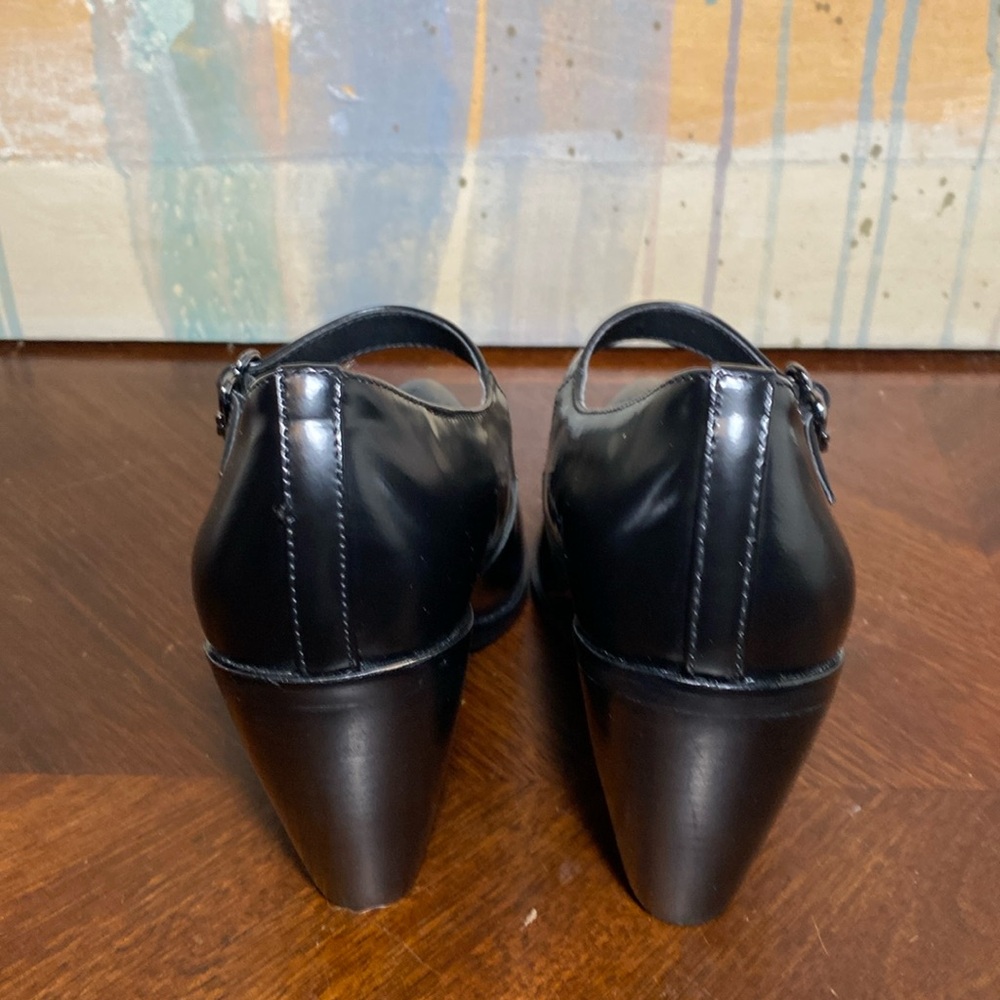 Sam Edelman Aleksa Black  Leather Mary Jane Blocked Heel Pointed Toe Pumps W 7 - Picture 3 of 7